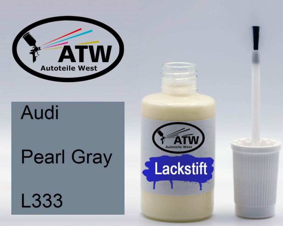 Audi, Pearl Gray, L333: 20ml Lackstift, von ATW Autoteile West.